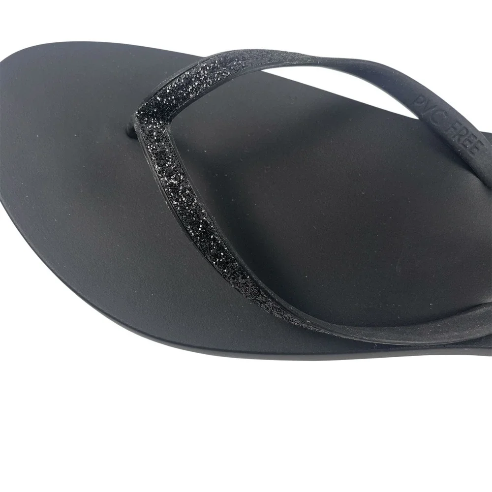 NWT Reef Cushion Bounce Stargazer Black Glitter Flip Flops Sandals Size 10 - Picture 3 of 5